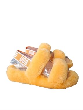 New UGG Oh Yeah Slide Sandals in Peach/Orange Shearling Size 8